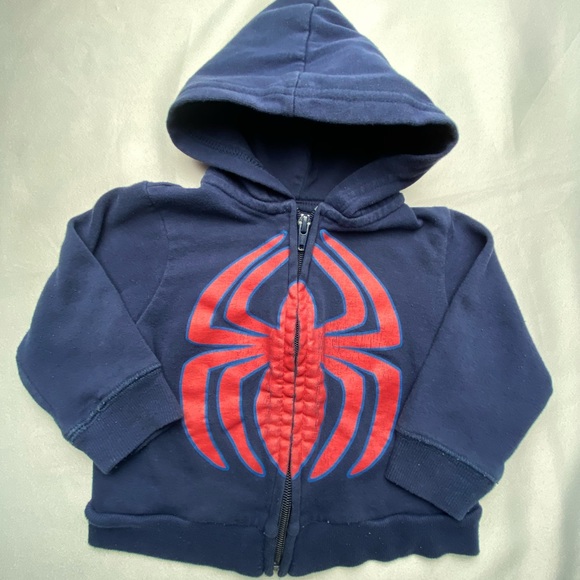 Marvel Hoodie Boys 12-18 Months Blue Graphic Zip-up Spider-Man Sweatshirt - Picture 10 of 10
